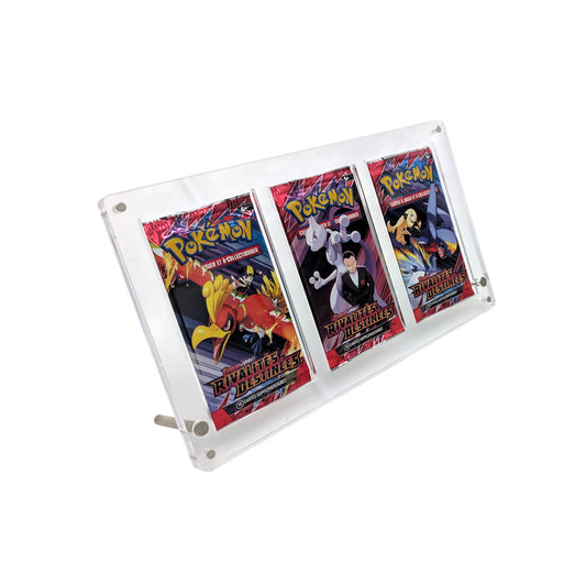 Présentoir acrylique premium pour 3 boosters Pokémon (FR et US)
